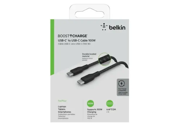 BELKIN BOOST CHARGE USB-C TO USB-C CABLE 100W 2M | BLACK